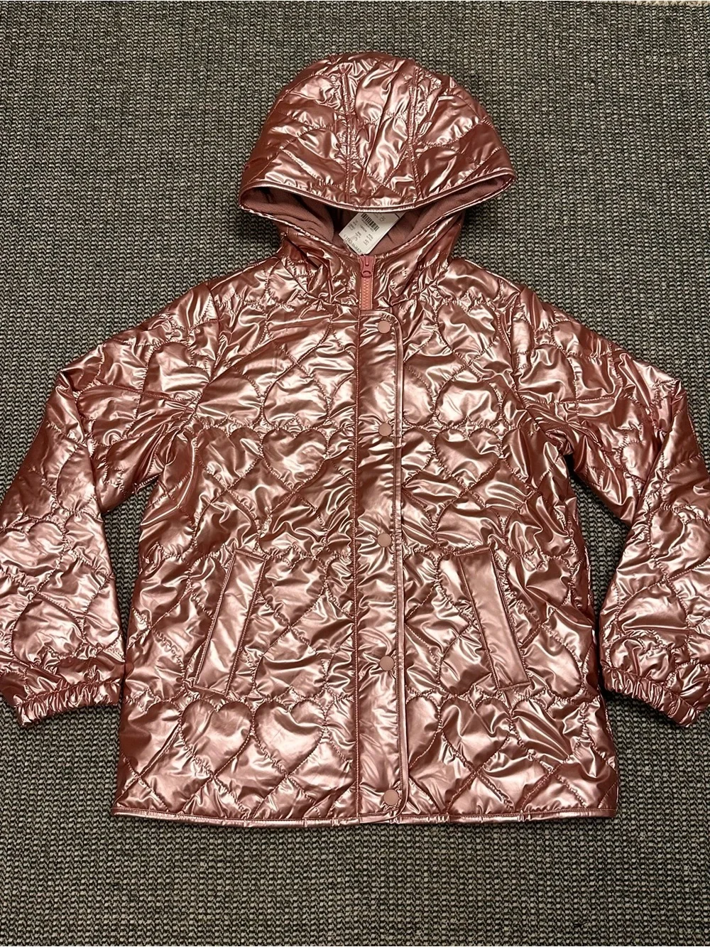 🆕 J. Crew Pippa Metallic Quilted Hooded Jacket with Primaloft